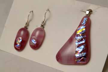 Pink Pendant and Matching earrings 