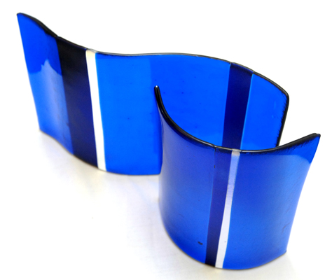 "Midnight Scene" with 2 Blue free standing glass