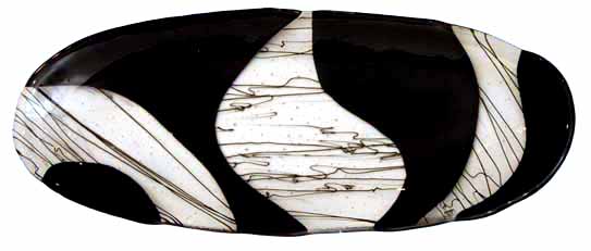Black Serving plate with stringers 21 inches by 8.5 inches