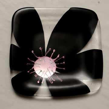 Black Flower with Pink Center