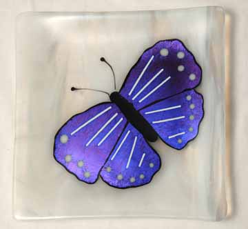 Purple Butterfly on clear/white plate