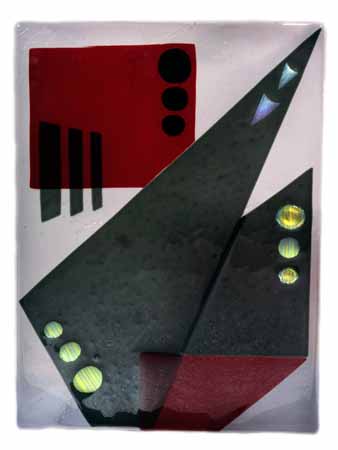 modern wall art - black, red and gold dichroic glass